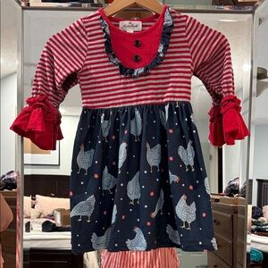 Marie Nicole - Red and Navy Chicken Print Dress